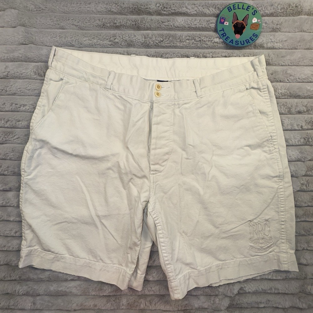 Polo‎ Ralph Lauren Shorts Mens 38 Beige Chino Polo Rowing Club Button Fly 90s